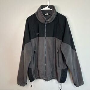 Vintage Columbia Gray Black Men's Fleece Warm Winter Full Zip Jacket Size XXL
